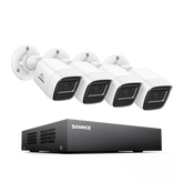 8 Channel 1080P Wired Security Camera System - Hybrid DVR, 4pcs 2MP Bullet Cameras, Outdoor & Indoor, Smart Motion Detection, Remote Access